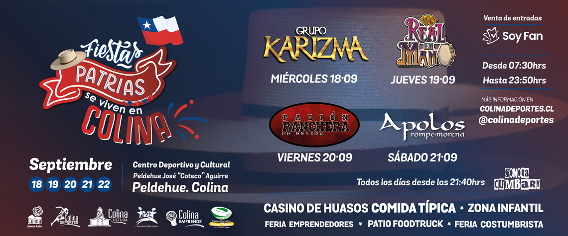 ¡Ven a disfrutar con toda la familia y vive las tradiciones chilenas al máximo en las Fiestas Patrias Colina 2024! ¡Te esperamos!